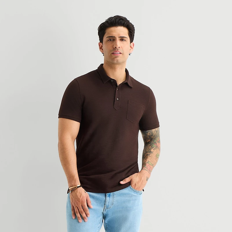 mutual weave Mens Regular Fit Short Sleeve Polo Shirt