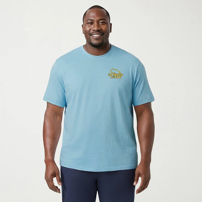 IZOD Saltwater Mens Crew Neck Short Sleeve Classic Fit Big and Tall Graphic T-Shirt