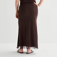 Forever 21 Womens Juniors Plus Mid Rise Maxi Skirt