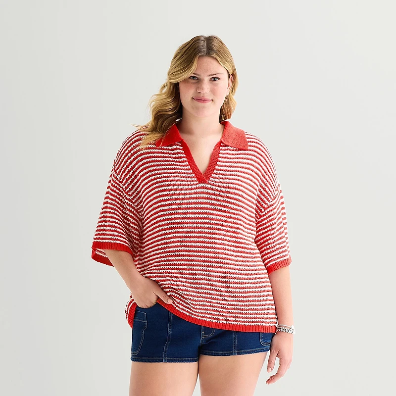 Forever 21 Womens Juniors Plus Short Sleeve Polo Shirt