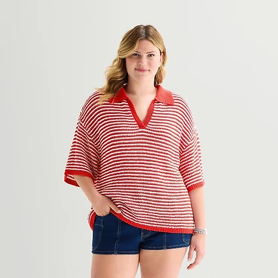 Forever 21 Womens Juniors Plus Short Sleeve Polo Shirt