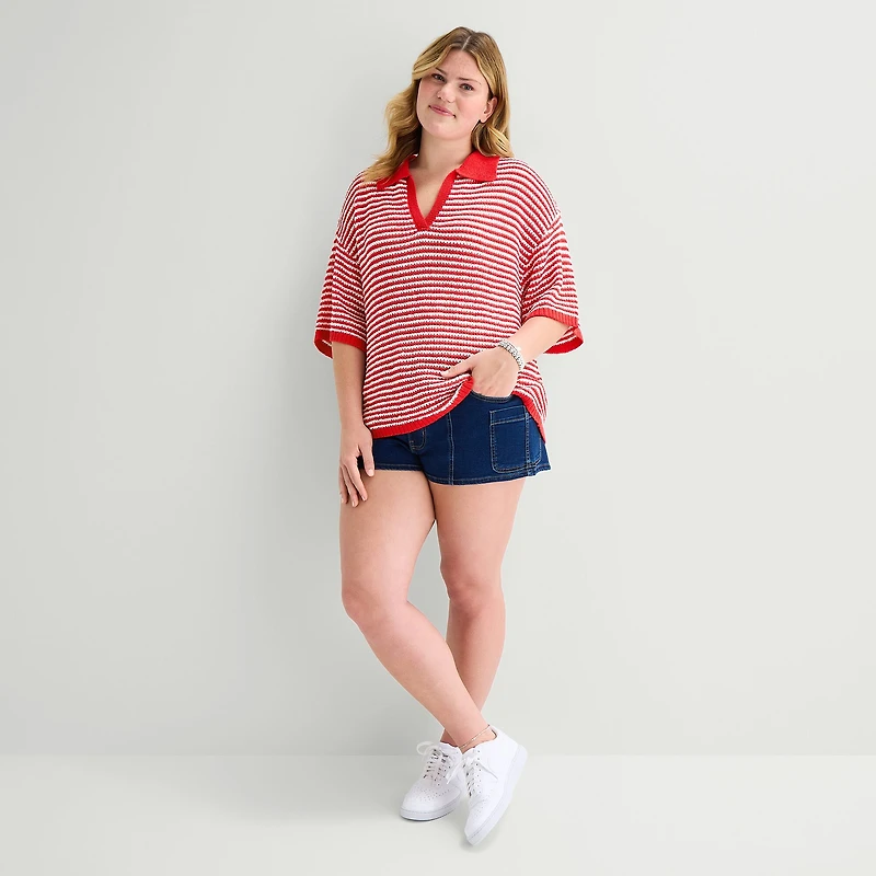 Forever 21 Womens Juniors Plus Short Sleeve Polo Shirt