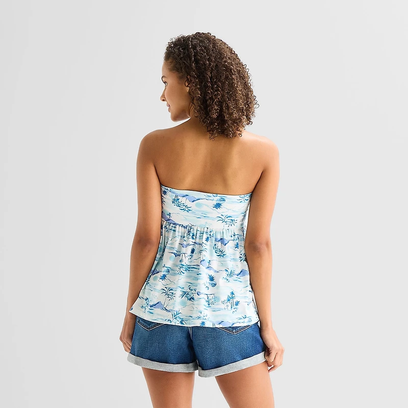 Arizona Womens Juniors Straight Neck Sleeveless Babydoll Top