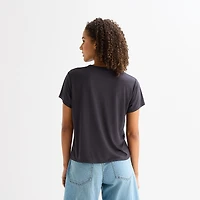 Arizona Womens Juniors Crew Neck Short Sleeve Regular Fit Graphic T-Shirt