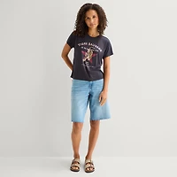 Arizona Womens Juniors Crew Neck Short Sleeve Regular Fit Graphic T-Shirt