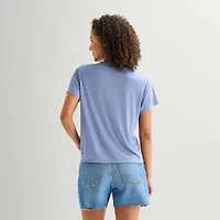 Arizona Womens Juniors Crew Neck Short Sleeve Regular Fit Graphic T-Shirt