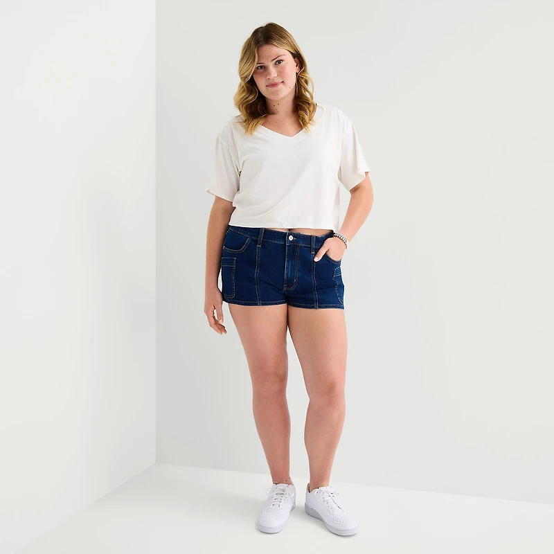 Arizona Womens 2 1/2" Low Rise Juniors Plus Denim Short