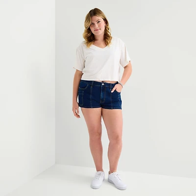 Arizona Womens 2 1/2" Low Rise Juniors Plus Denim Short