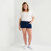 Arizona Womens 2 1/2" Low Rise Juniors Plus Denim Short