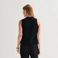 Liz Claiborne Womens Crew Neck Button Sweater Vest