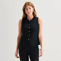 Liz Claiborne Womens Crew Neck Button Sweater Vest
