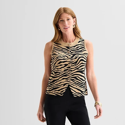 Liz Claiborne Womens Crew Neck Button Sweater Vest
