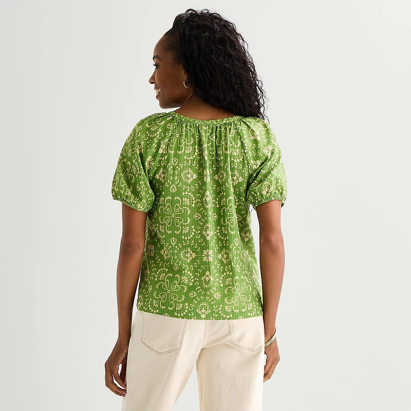 St. John's Bay Womens Round Neck Short Sleeve Regular Fit Button-Down Shirt