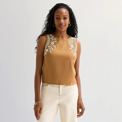 St. John's Bay Womens Crew Neck Sleeveless Blouse
