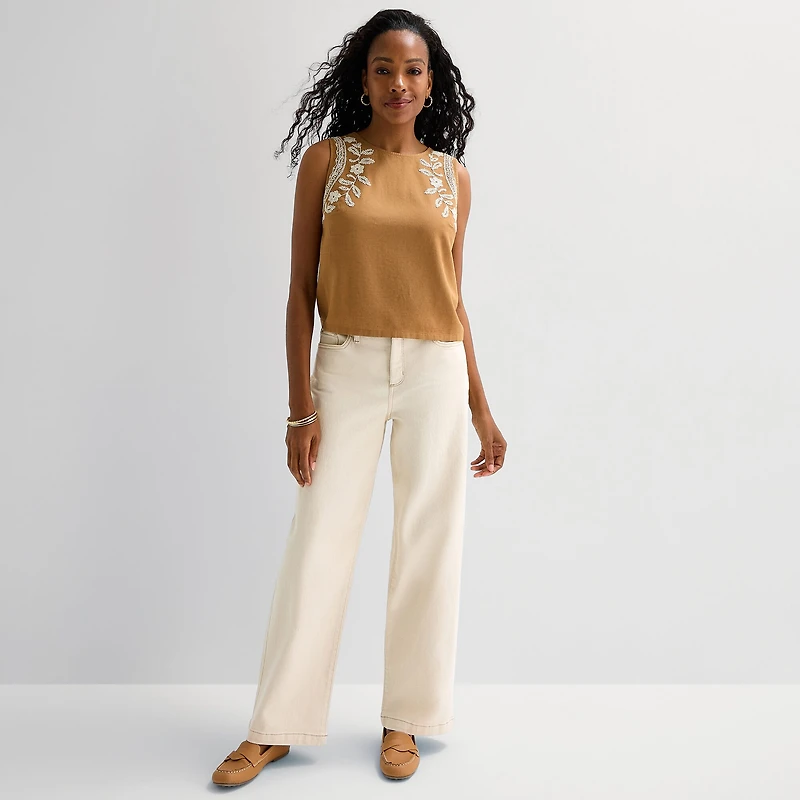St. John's Bay Womens Crew Neck Sleeveless Blouse