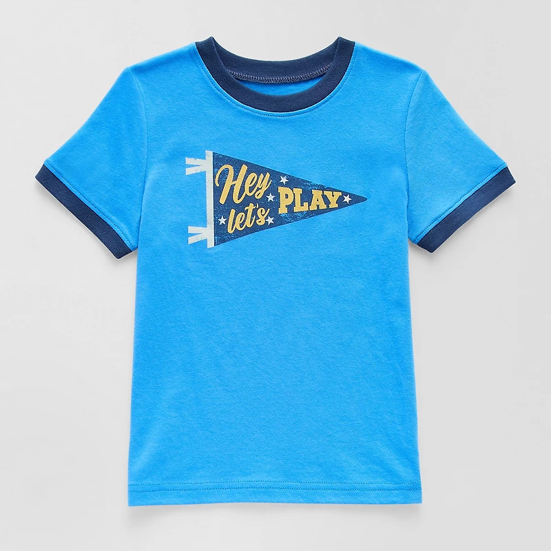 Okie Dokie Toddler & Little Boys Crew Neck Short Sleeve Regular Fit Graphic T-Shirt