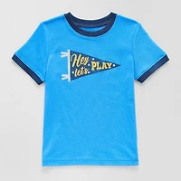 Okie Dokie Toddler & Little Boys Crew Neck Short Sleeve Regular Fit Graphic T-Shirt
