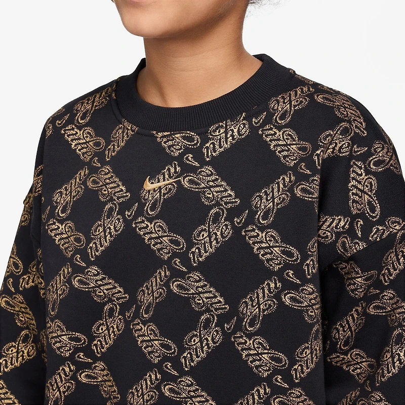 Nike Club Big Kid Girls Crew Neck Fleece Long Sleeve Sweatshirt