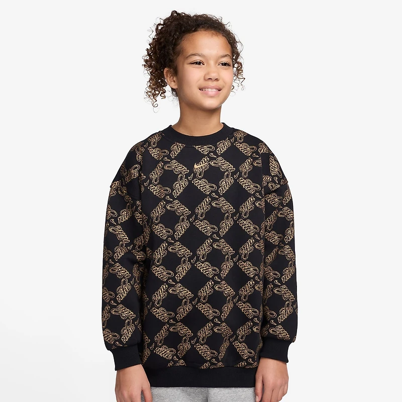 Nike Club Big Kid Girls Crew Neck Fleece Long Sleeve Sweatshirt