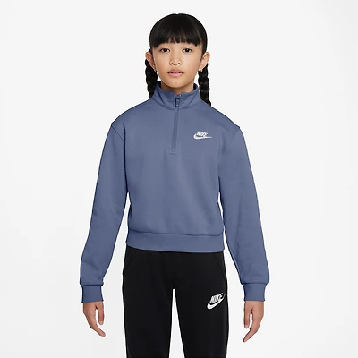 Nike Club Big Kid Girls Mock Neck Long Sleeve Fleece Active Quarter-Zip Pullover