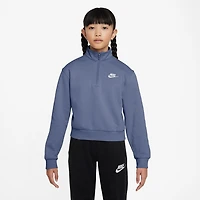 Nike Club Big Kid Girls Mock Neck Long Sleeve Fleece Active Quarter-Zip Pullover