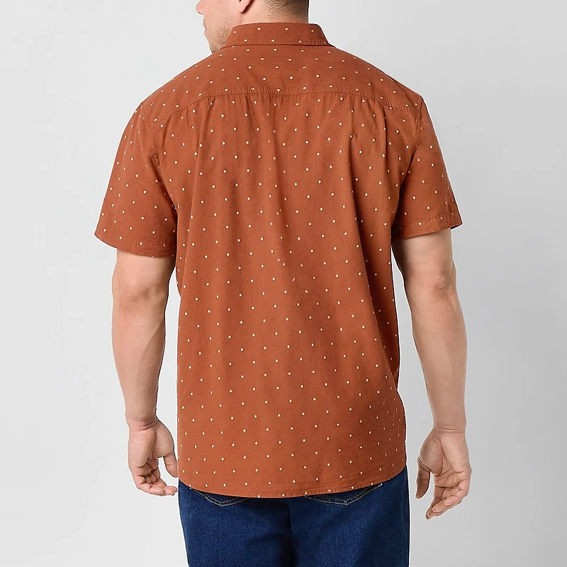 mutual weave Mens Short Sleeve Regular Fit Big and Tall Button-Down Shirt