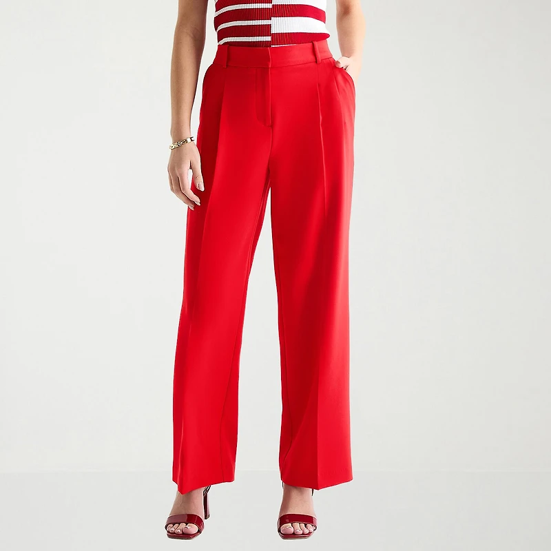 Liz Claiborne Charlotte Womens Tall Wide Leg Mid Rise Trouser