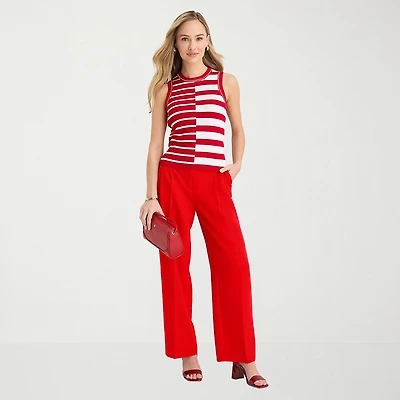 Liz Claiborne Charlotte Womens Tall Wide Leg Mid Rise Trouser