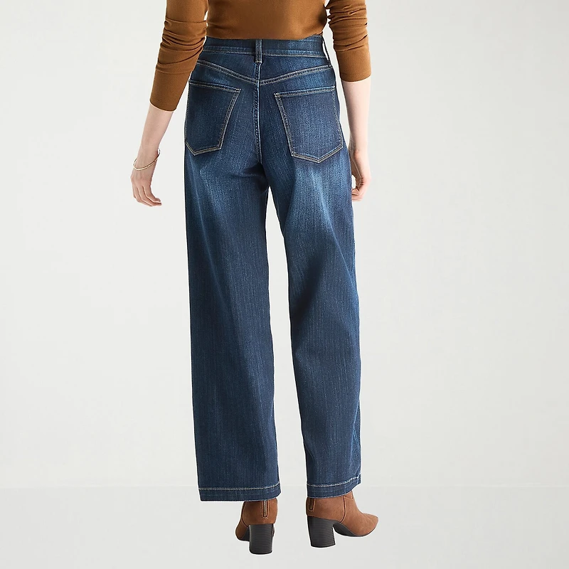 St. John's Bay Womens Tall High Rise Wide Leg Jean