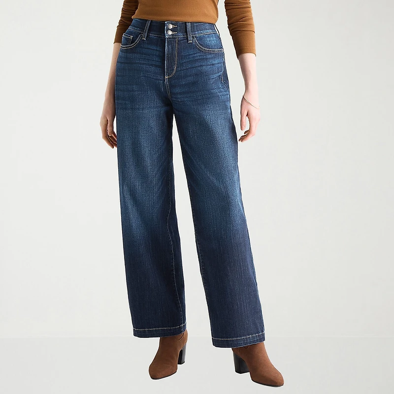 St. John's Bay Womens Tall High Rise Wide Leg Jean