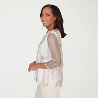 Alfred Dunner Natural Wonder Womens Crew Neck 3/4 Sleeve T-Shirt