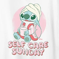 Stitch Self Care Womens Crew Neck Short Sleeve Classic Fit Graphic T-Shirt