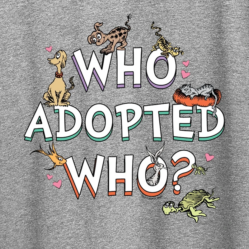 Who Adopted Womens Crew Neck Short Sleeve Classic Fit Dr. Seuss Graphic T-Shirt