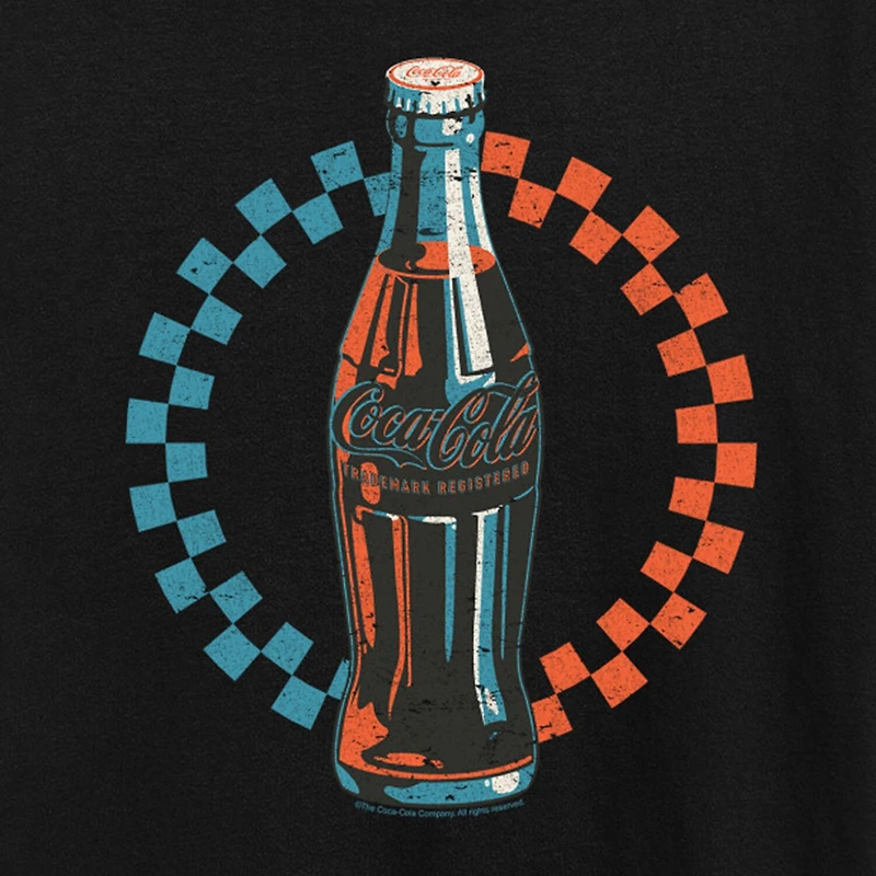 Coke Bottle Checks Womens Crew Neck Short Sleeve Classic Fit Graphic T-Shirt