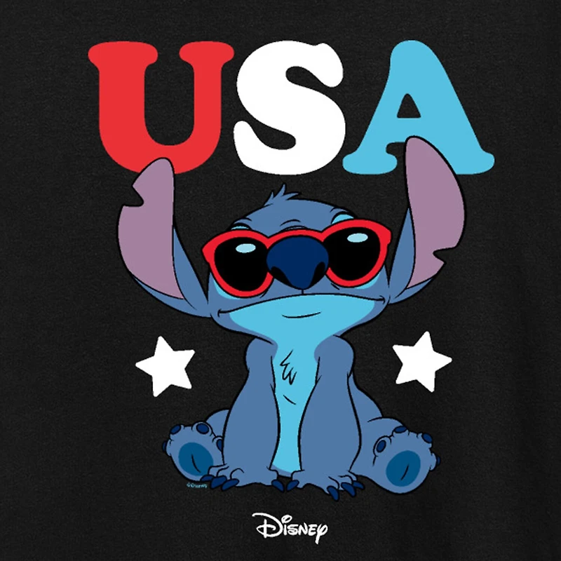 Stitch Usa Sunglasses Womens Crew Neck Short Sleeve Classic Fit Graphic T-Shirt