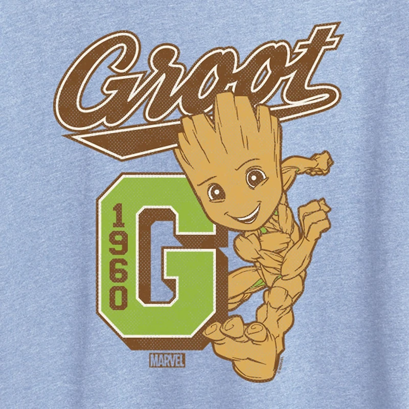 Groot Collegiate Womens Crew Neck Short Sleeve Classic Fit Graphic T-Shirt