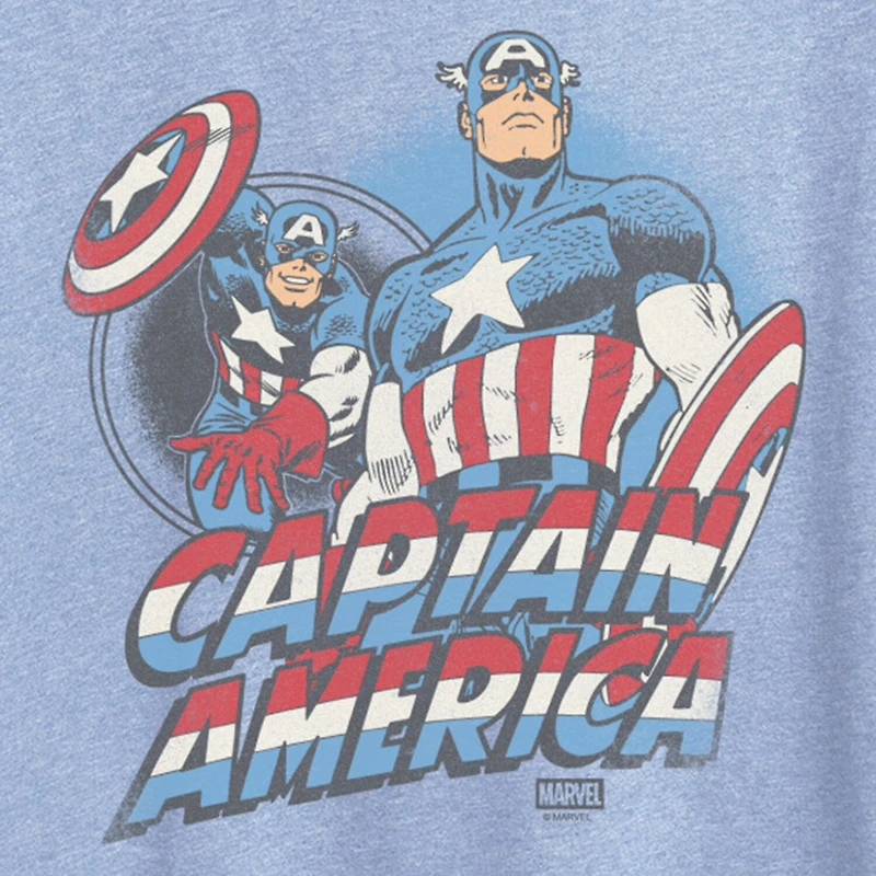 Womens Crew Neck Short Sleeve Classic Fit Captain America Graphic T-Shirt