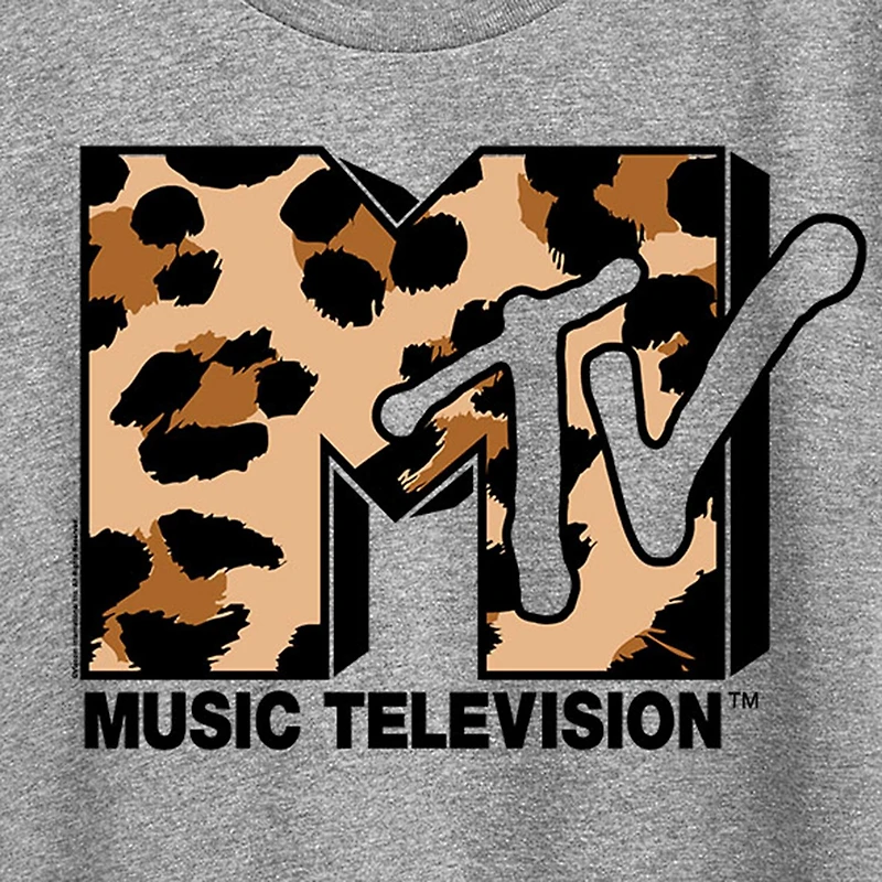 Leopard Art Womens Crew Neck Short Sleeve Classic Fit MTV Graphic T-Shirt