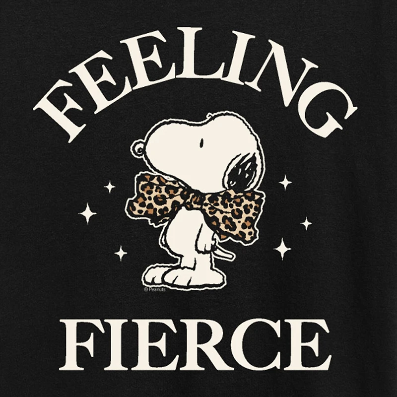 Feeling Fierce Womens Crew Neck Short Sleeve Classic Fit Snoopy Graphic T-Shirt
