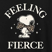 Feeling Fierce Womens Crew Neck Short Sleeve Classic Fit Snoopy Graphic T-Shirt