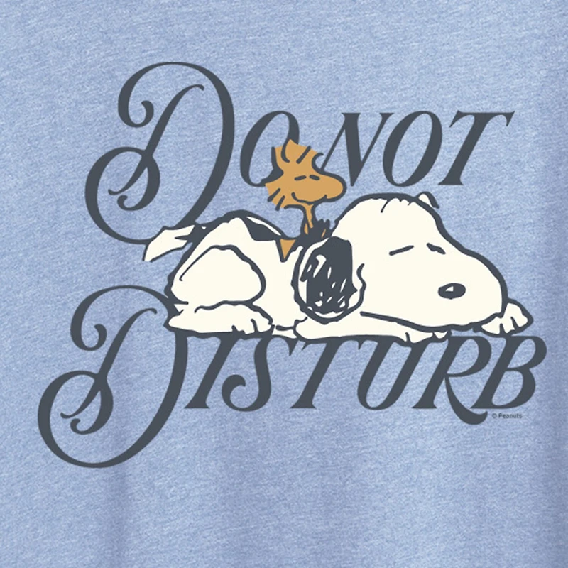 Do Not Disturb Womens Crew Neck Short Sleeve Classic Fit Snoopy Graphic T-Shirt