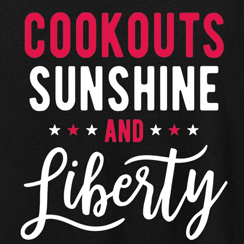 Cookouts Sunshine And Liberty Womens Crew Neck Short Sleeve Classic Fit Graphic T-Shirt