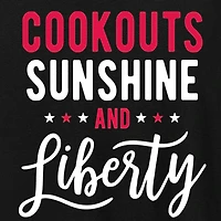 Cookouts Sunshine And Liberty Womens Crew Neck Short Sleeve Classic Fit Graphic T-Shirt