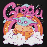 Grogu Kawaii Womens Crew Neck Short Sleeve Classic Fit Baby Yoda Graphic T-Shirt