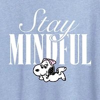 Stay Mindful Womens Crew Neck Short Sleeve Classic Fit Peanuts Graphic T-Shirt