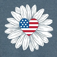Daisy Flag Heart Center Womens Crew Neck Sleeveless Duck Tank Top