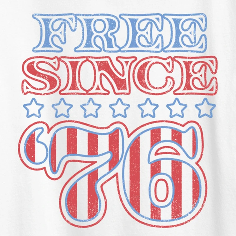 Free Since 76 Womens Crew Neck Short Sleeve Classic Fit Graphic T-Shirt