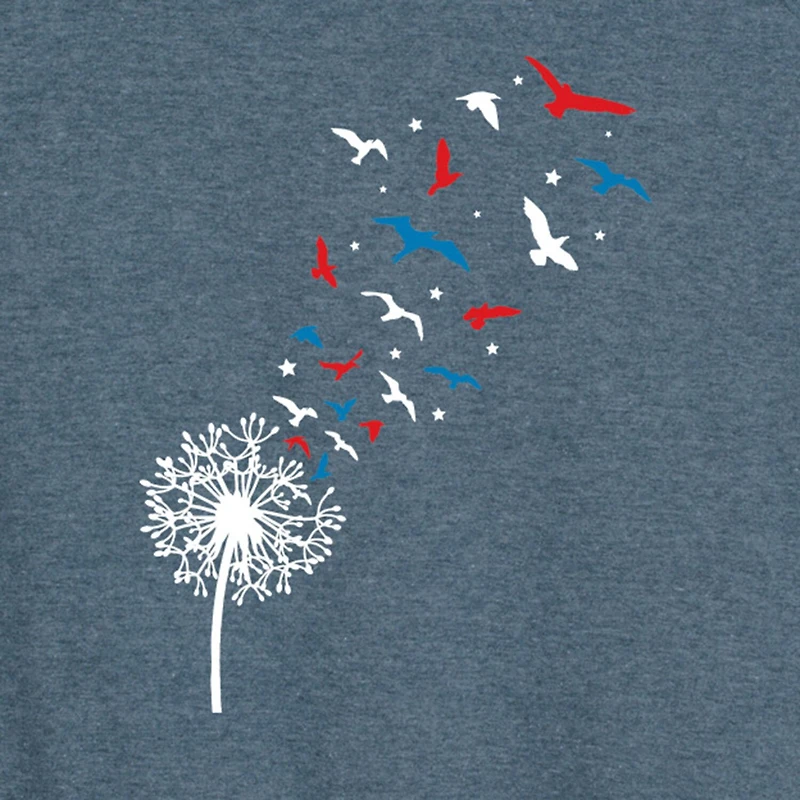 Patriotic Dandelion Birds Womens Crew Neck Sleeveless Tank Top