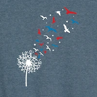 Patriotic Dandelion Birds Womens Crew Neck Sleeveless Tank Top