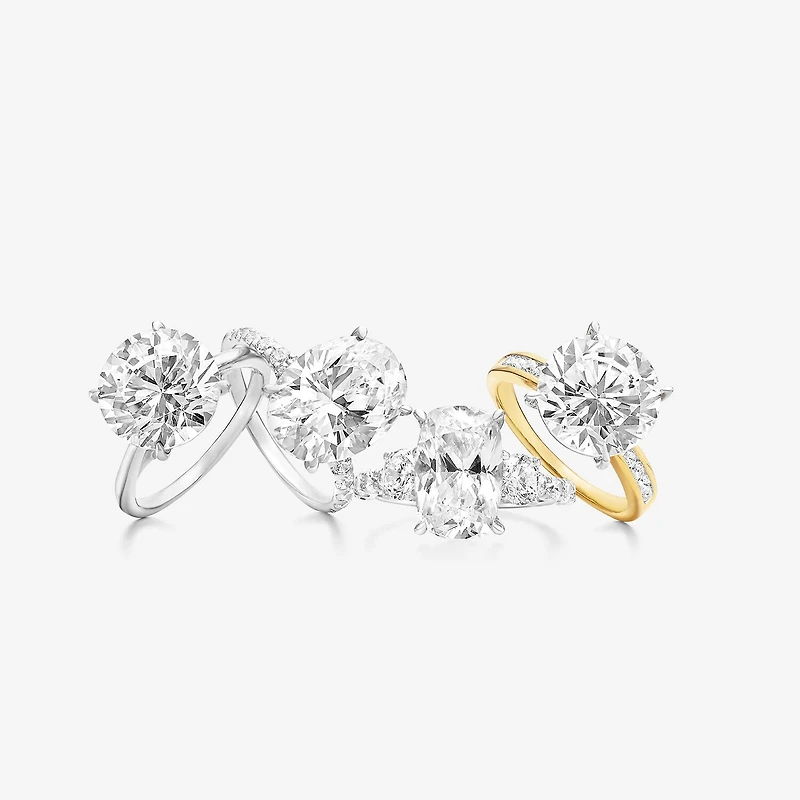 Signature By Modern Bride (I / Si2) Womens 6 1/4 Ct. T.W. Lab Grown White Diamond 14K Gold Round Side Stone Engagement Ring